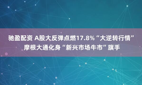 驰盈配资 A股大反弹点燃17.8%“大逆转行情” 摩根大通化身“新兴市场牛市”旗手